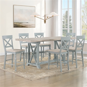 Pemberly Row Contemporary 7-piece Counter Dining Set in Green