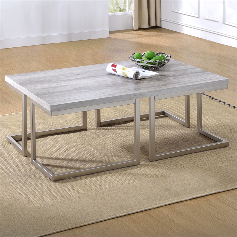 Pemberly Row Contemporary 3-piece Coffee & End Table Set in White
