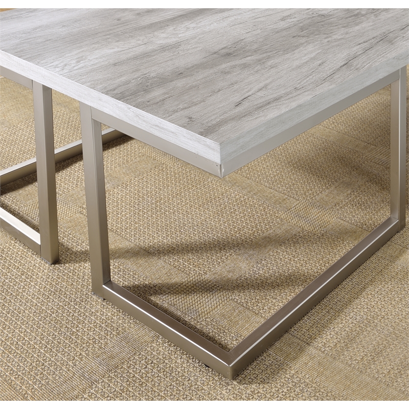 Pemberly Row Contemporary 3-piece Coffee & End Table Set in White
