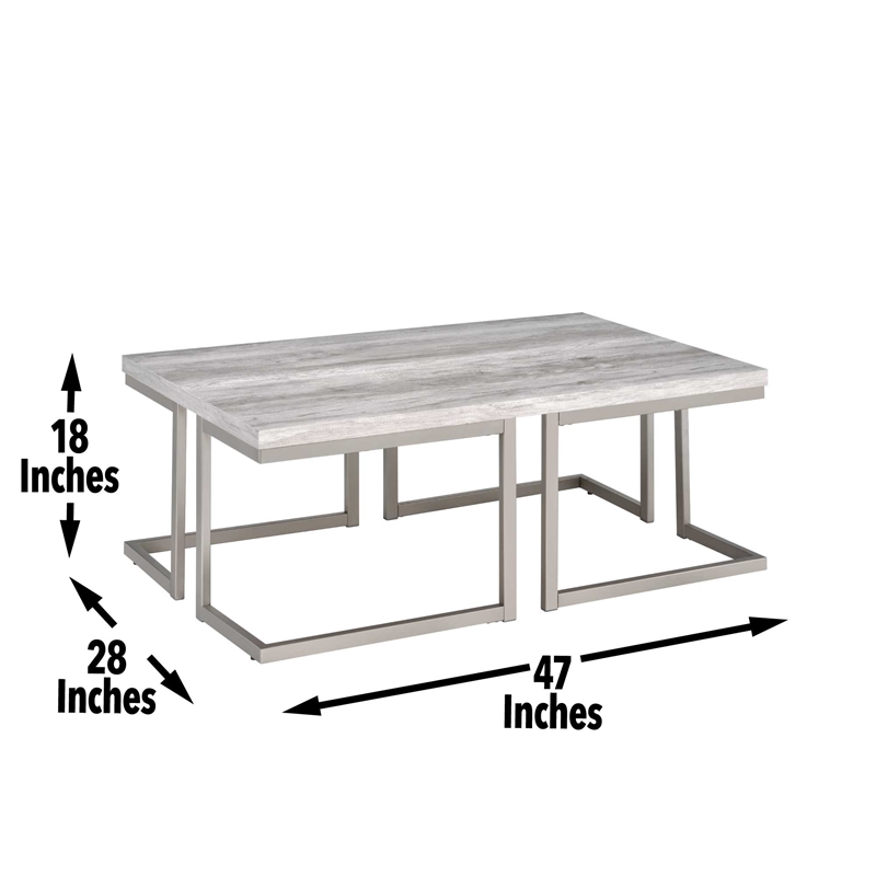 Pemberly Row Contemporary 3-piece Coffee & End Table Set in White
