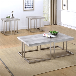 Pemberly Row Contemporary 3-piece Coffee & End Table Set in White