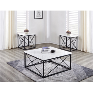 Pemberly Row Contemporary 3-piece Coffee & End Table Set in White
