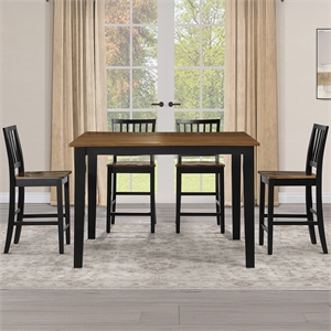 Pemberly Row Contemporary 5-piece Counter Dining Set in Brown