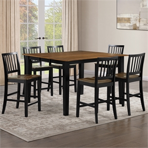 Pemberly Row Contemporary 7-piece Counter Dining Set in Brown