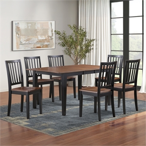Pemberly Row Contemporary 7-piece Dining Set with 6 Chairs in Brown