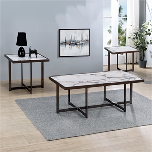 Pemberly Row Contemporary 3-Piece Coffee & End Table Set in White