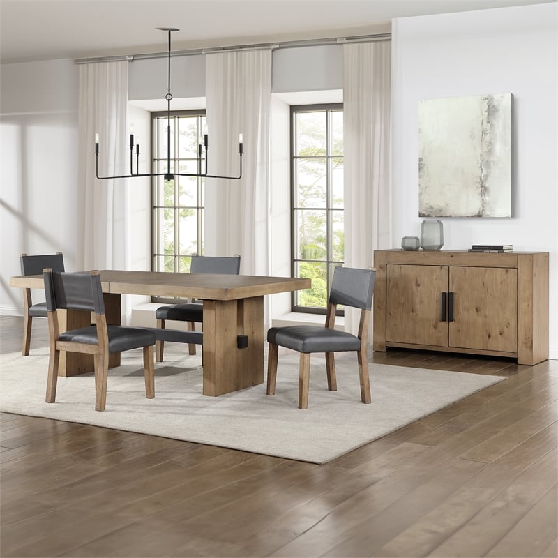 Pemberly Row Engineered Wood Contemporary Brown 5-piece Dining Set