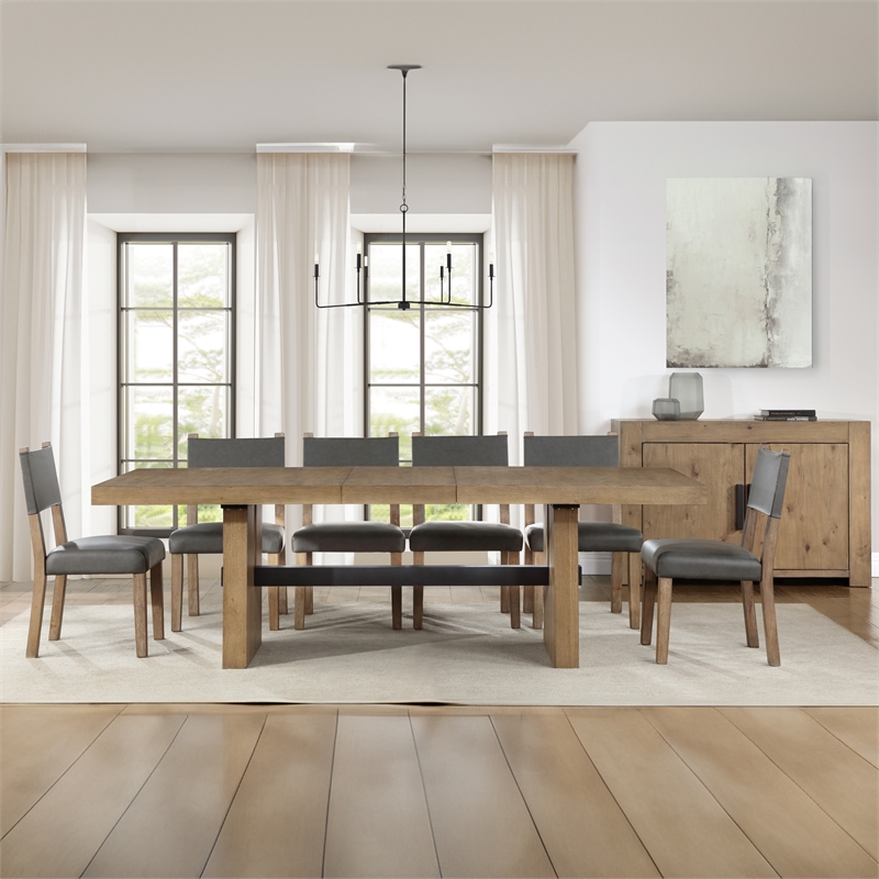 Pemberly Row Engineered Wood Contemporary Brown 7-piece Dining Set