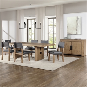 Pemberly Row Engineered Wood Contemporary Brown 7-piece Dining Set