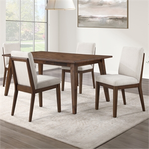 Pemberly Row 5-Piece 72&quot Dining Set with Upholstered Side Chair in Brown