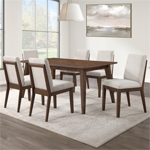 Pemberly Row Contemporary 5-Piece 72&quot Complete Dining Set in Brown