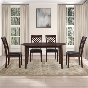 Pemberly Row Contemporary Oval Table - 5-piece Dining Table Set in Brown