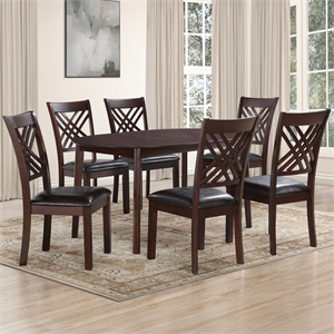 Pemberly Row Oval Table - 7-pieces Dining Table Set in Brown