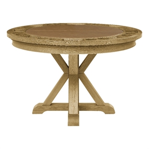 Pemberly Row Contemporary Dining Table with Game Top in Natural Finish