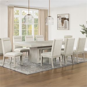 Pemberly Row Contemporary Sand 9-piece Complete Dining Set in Tan
