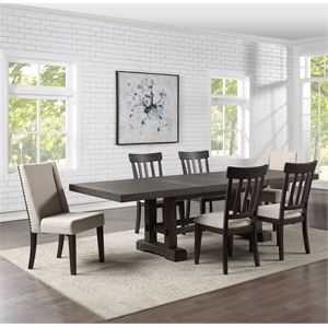 Pemberly Row Contemporary 7-piece Complete Dining Set in Brown