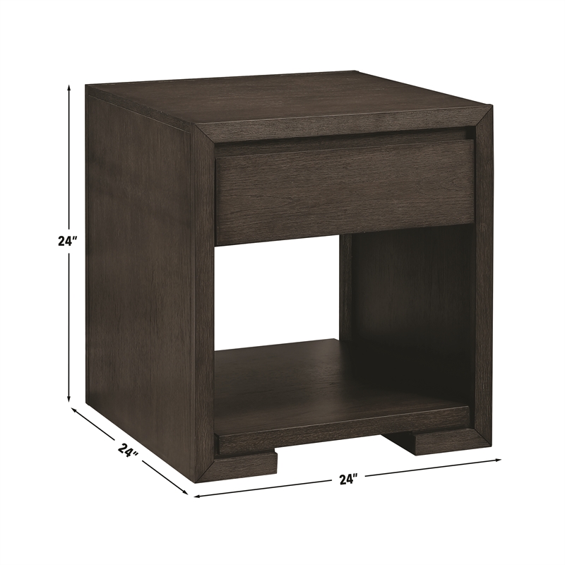 Pemberly Row Contemporary 3-Piece Coffee & End Set Table in Brown