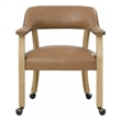 Pemberly Row Set of 4 Faux Leather Arm Chairs & Counter Table in Natural