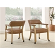 Pemberly Row Set of 4 Faux Leather Arm Chairs & Counter Table in Natural