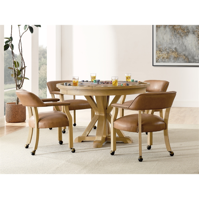 Pemberly Row 5-Piece Set of Faux Leather Chairs & Counter Table