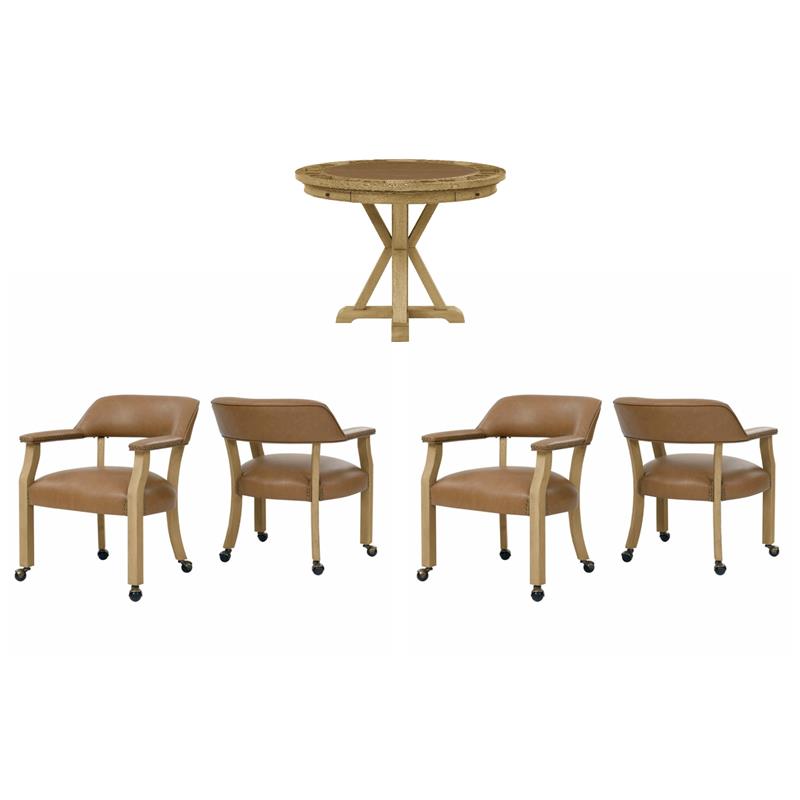 Pemberly Row 5-Piece Set of Faux Leather Chairs & Counter Table