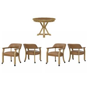 Pemberly Row 5-Piece Set of Faux Leather Chairs & Counter Table