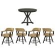 Pemberly Row 5-Pc Set of Faux Leather Swivel Counter Arm Chairs & Table