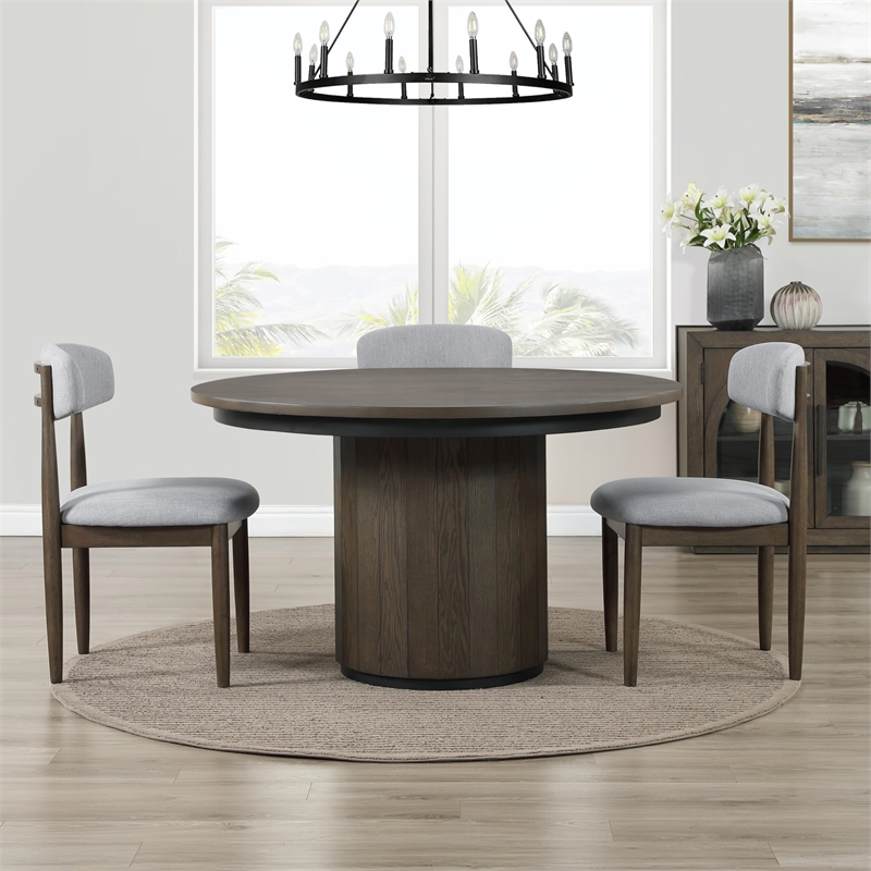Pemberly Row Dining Set of 4 Side Chairs & Round Table