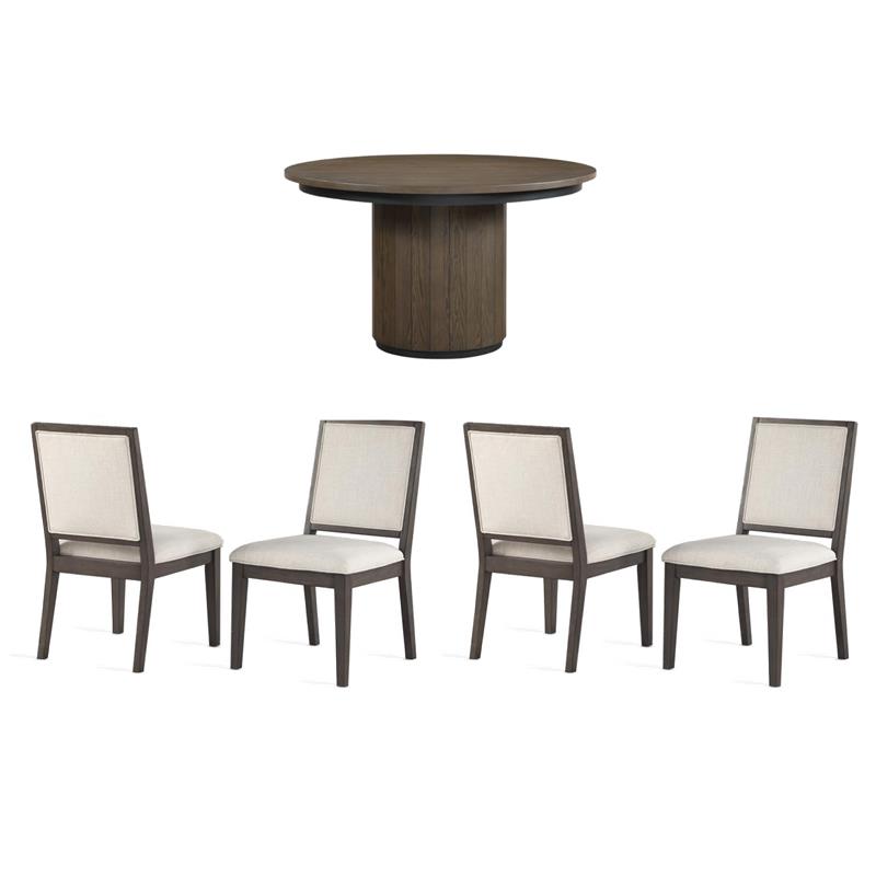 Pemberly Row Dining Set of 4 Side Chairs & Round Table