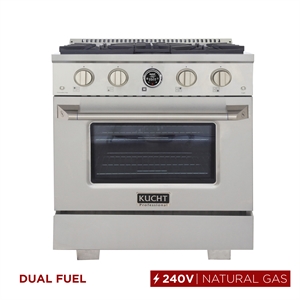 Pemberly Row 30&quot 4.2 cu. ft. 4 Burners Dual Fuel Range for Natural Gas in Steel