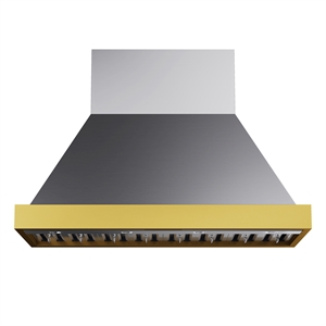 Pemberly Row 48&quot 800 CFM Wall Mounted Range Hood in Steel with Gold Accents