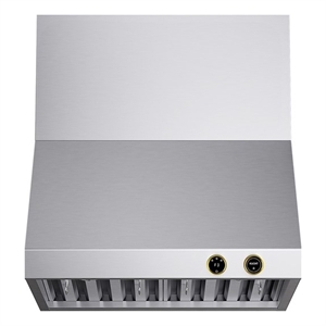 Pemberly Row 30&quot 900 CFM Ducted Wall Mount Range Hood in Steel with Gold