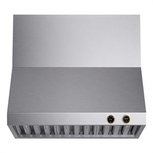 Pemberly Row 36&quot 900 CFM Ducted Wall Mount Range Hood in Steel with Gold