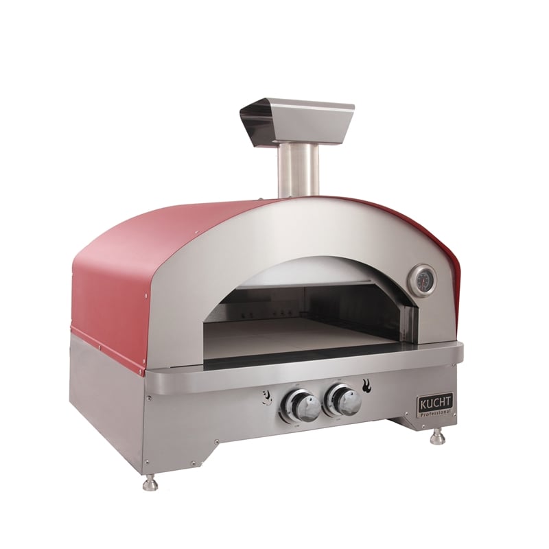 Pemberly Row Stainless Steel Outdoor Portable Propane Gas Pizza Oven in Red