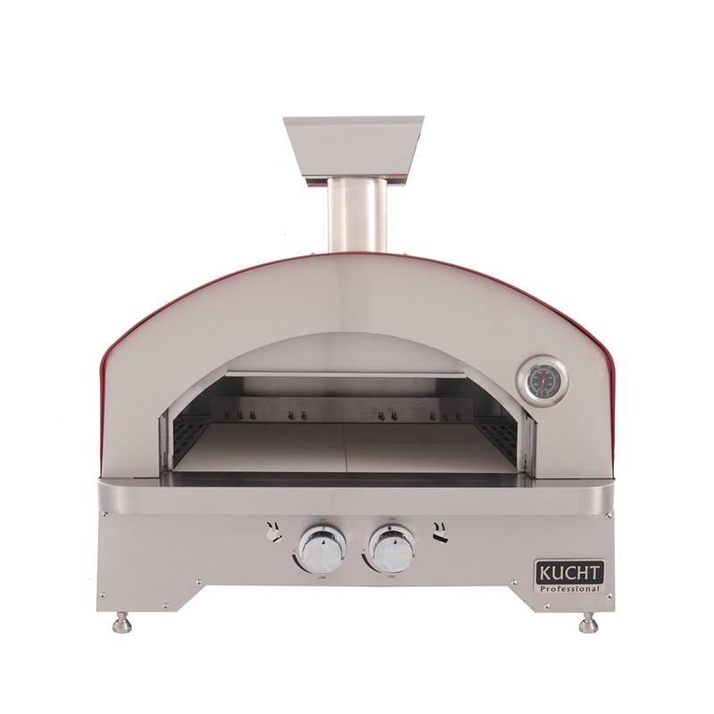 Pemberly Row Stainless Steel Outdoor Portable Propane Gas Pizza Oven in Red