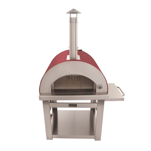 Pemberly Row Stainless Steel Outdoor Wood Fired Pizza Oven in Red