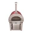 Pemberly Row Stainless Steel Outdoor Wood Fired Pizza Oven in Red