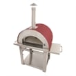 Pemberly Row Stainless Steel Outdoor Wood Fired Pizza Oven in Red