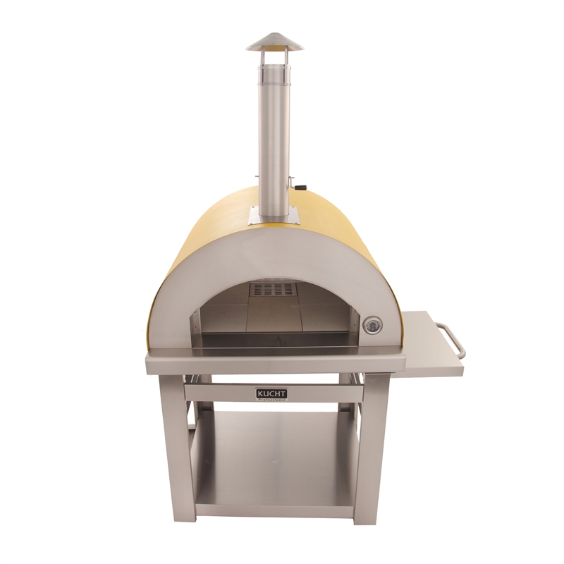 Pemberly Row Stainless Steel Outdoor Wood Fired Pizza Oven in Yellow
