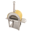 Pemberly Row Stainless Steel Outdoor Wood Fired Pizza Oven in Yellow