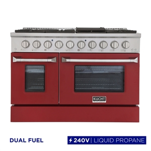 Pemberly Row 48&quot 6.7 cu. ft. Dual Fuel Range for Propane Gas in Red