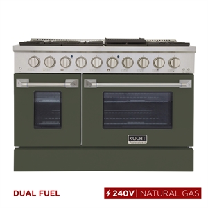 Pemberly Row 48&quot 6.7 cu. ft. Dual Fuel Range for Natural Gas in Olive Green