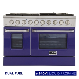 Pemberly Row 48&quot 6.7 cu. ft. Dual Fuel Range for Propane Gas in Blue