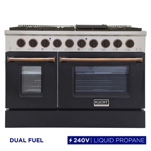 Pemberly Row 48&quot 6.7 cu. ft. Dual Fuel Range for Propane Gas in Black and Gold