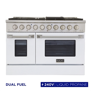 Pemberly Row 48&quot 6.7 cu. ft. Dual Fuel Range for Propane Gas in White