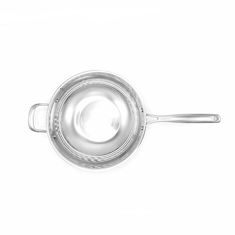 Pemberly Row Culinary Professional 3-Ply Stainless Steel Wok with Lid