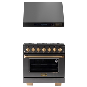 Pemberly Row 36&quot 5.2 Propane Gas Range in Titanium & Under Cabinet Range Hood
