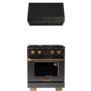 Pemberly Row Dual Fuel Range Natural Gas in Titanium Under Cabinet RangeHood