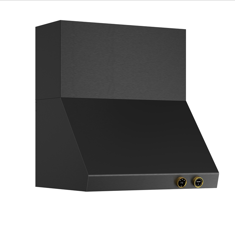 Pemberly Row Dual Fuel Range Natural Gas in Titanium & Wall Mount Range Hood