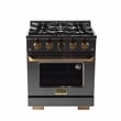 Pemberly Row Dual Fuel Range Natural Gas in Titanium & Wall Mount Range Hood